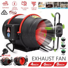 4" 6" 8" Silent Inline Fan Extractor Duct Hydroponic Exhaust Industrial Vent Kit