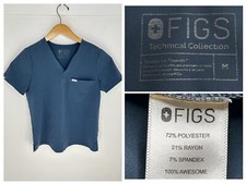 Figs Catarina One Pocket Scrub Top Size Medium Blue Healthcare Uniform Work