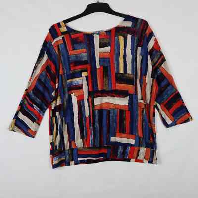 JM Collection Damen T-Shirt Mehrfarbig Größe M 3/4 Arm Rundhals
