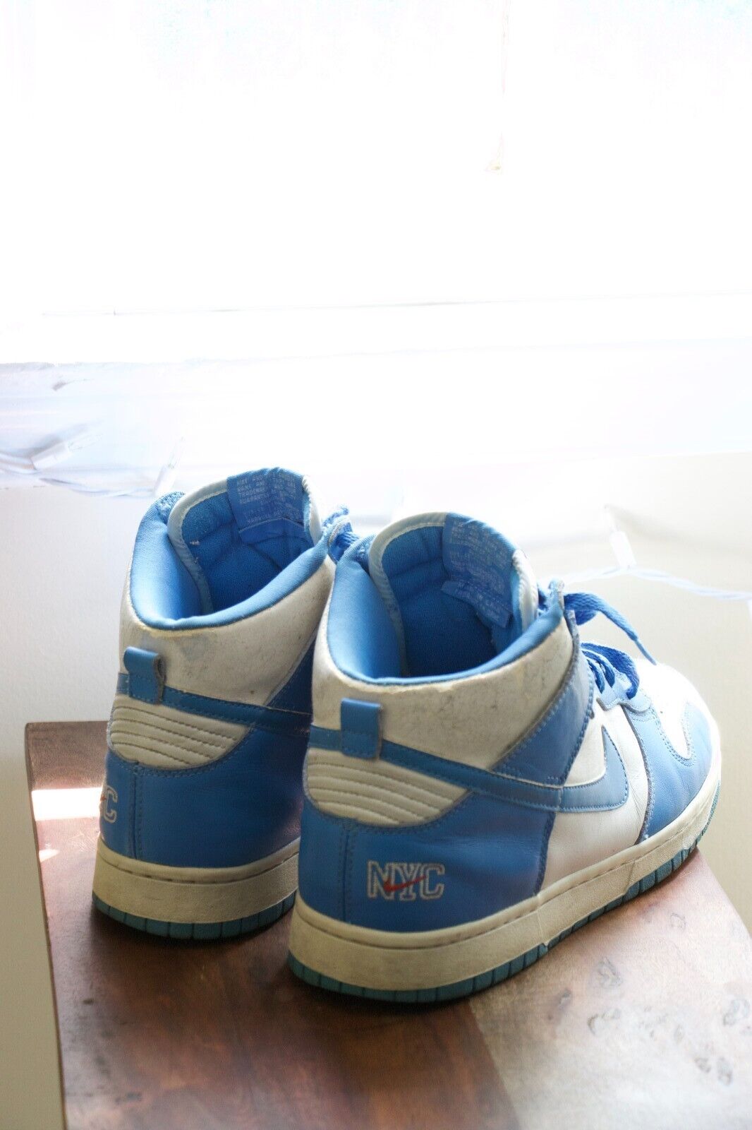 1999 Nike Dunk High LE White Carolina Blue UNC NYC