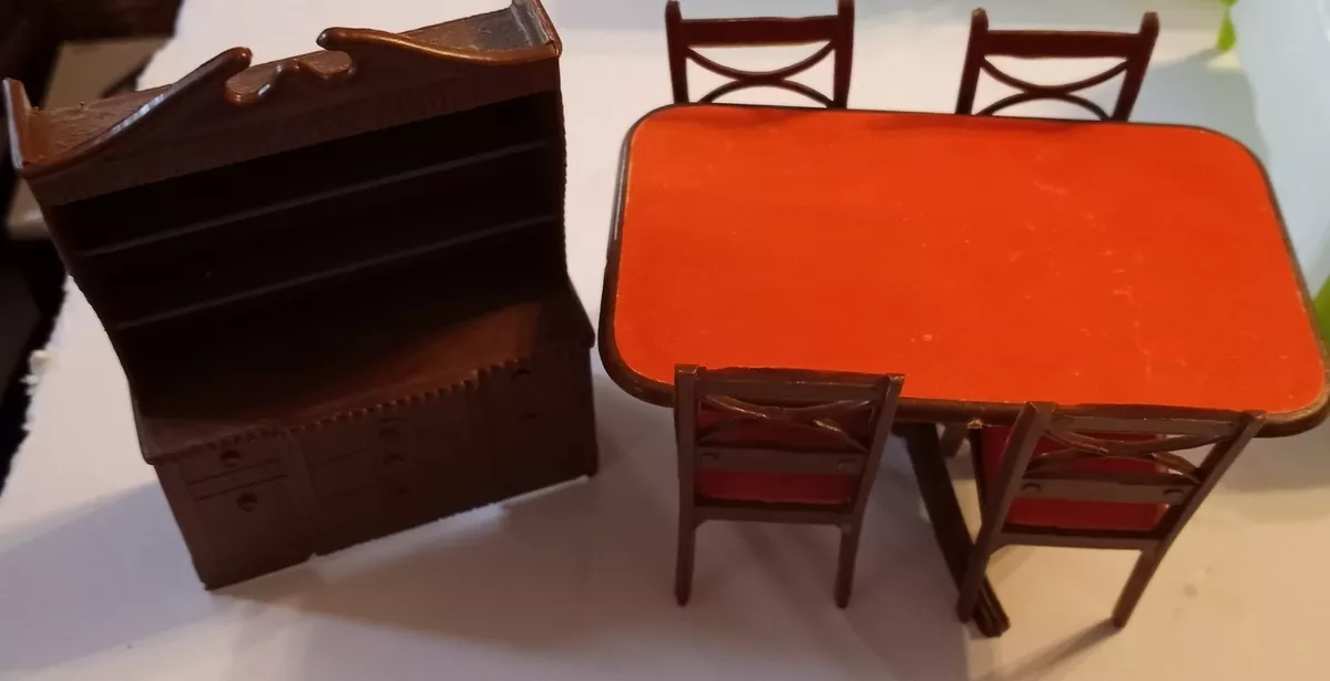 Vintage Lot 60s 70s Plastic Doll House Furniture Table Chairs