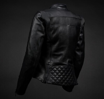 Engine-Hawk Women Motorcycle Motorbike Riding Black Leather Jacket