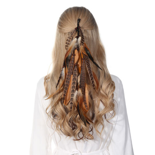 Native American Indian Feather Hair Comb Clip Extension Boho Tribal Costume - Photo 1 sur 22