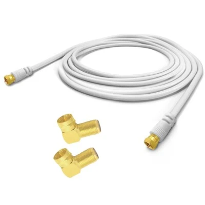 ARLI 5m Sat Doppelwinkel Antennenkabel max. 135dB 5-fach geschirmt weiß F-Stecker UHD