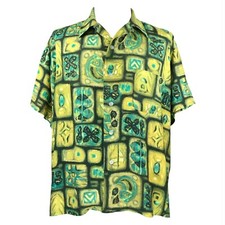 Vintage 50's Hawaiian Rayon Button Up Shirt Kala Kai Leisure Artificial Japan L