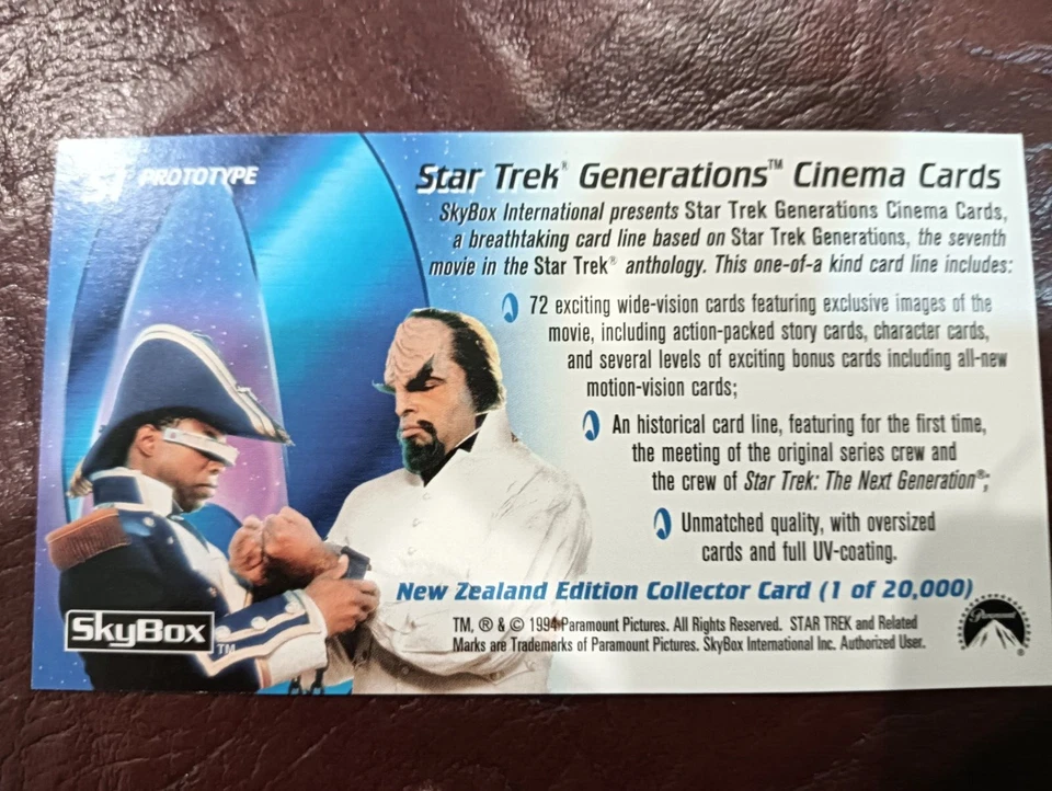 Star Trek Generations rare New Zealand S1 promo prototype card variant - Image 2 of 2
