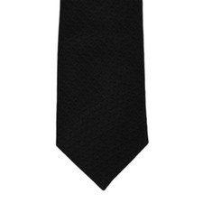 MARIO FERRARI Solid Black Silk Tie Neutral Classic Textured Mens Necktie