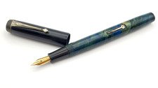 VINTAGE CONWAY STEWART NO 475 FOUNTAIN PEN PEACOCK 14K GOLD OBLIQUE MEDIUM NIB