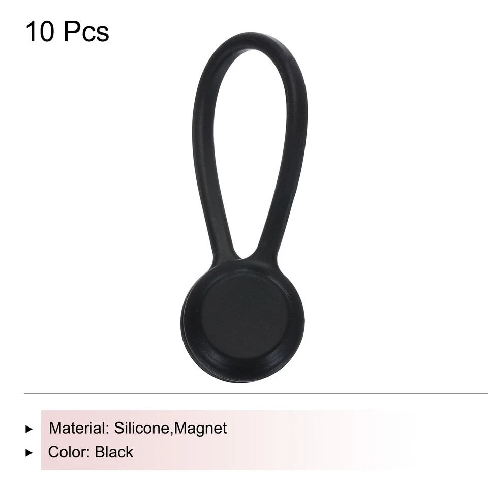 Magnetische Kabelclips 4,3" x 0,6" Schwarze Organisatoren Kabelbinder, 10 Stück - Bild 3 von 4