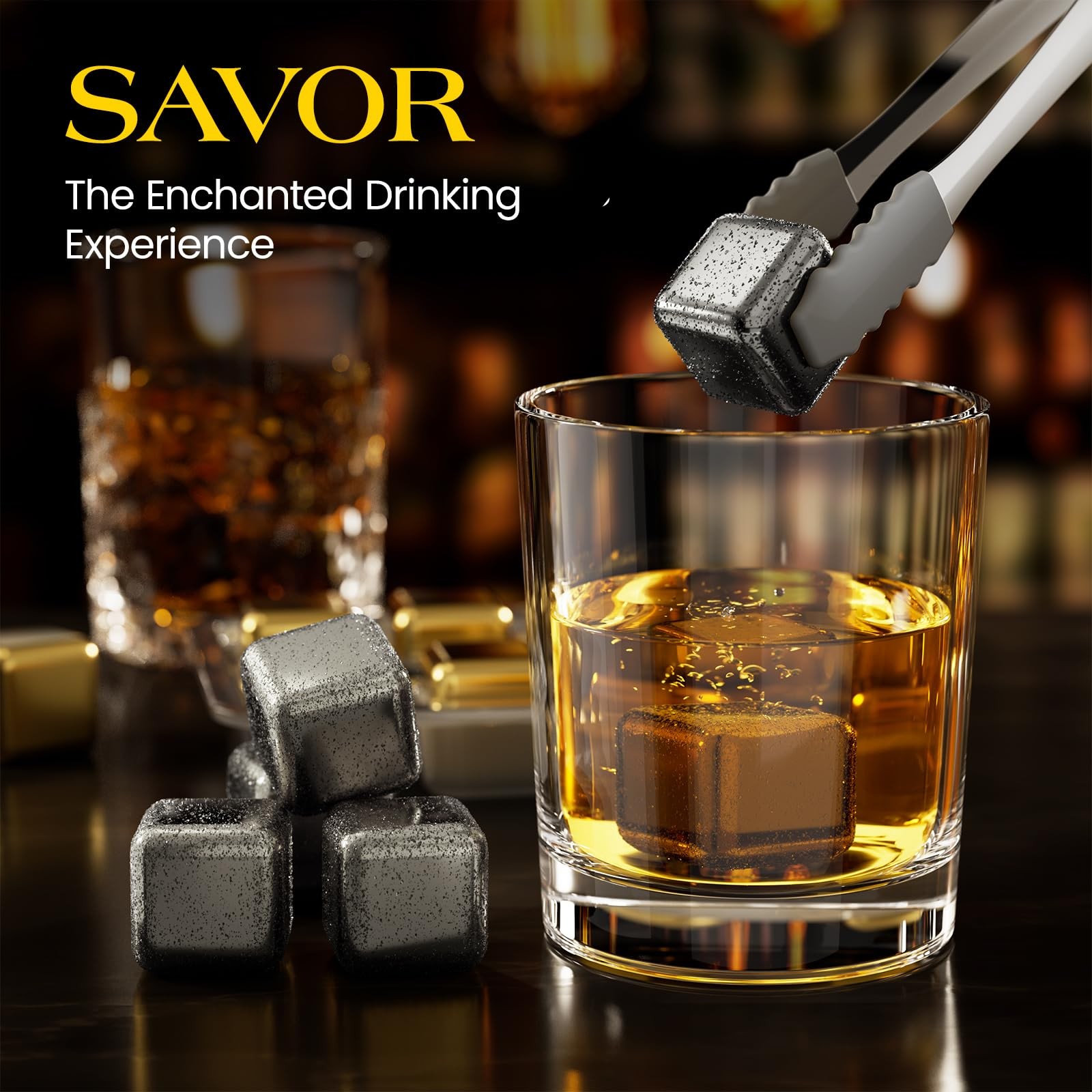 Fathers Day Whiskey Stones, 8 Packs Stainless Steel Whiskey Chilling Rocks, R...