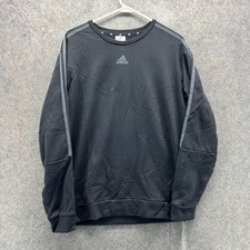 Vintage Adidas Sweatshirt Mens Medium Black Stripe Crewneck Pullover Y2K Trefoil