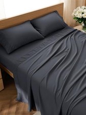 Bedsure Sheet Set - 4 Pieces Soft Size Sheets - Breathable Queen 01 - Dark Grey