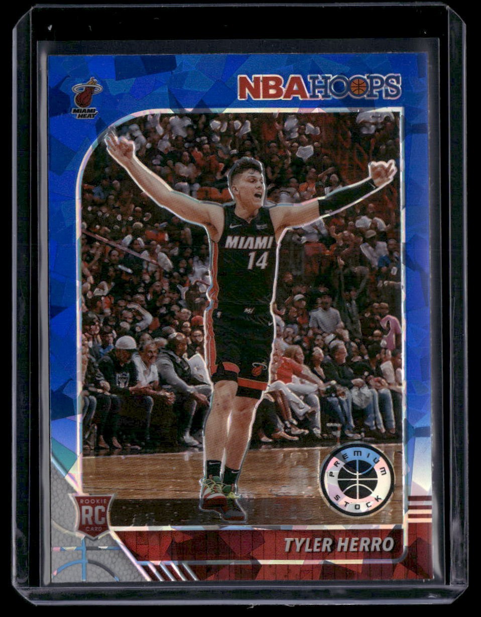 2019-20 Hoops Premium Stock #210 Tyler Herro Prizms Blue Cracked Ice Rookie Rc