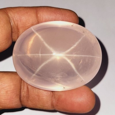 450 Ct Natural Rose Quartz Luster Polished 6 Ray Star Oval Shape Cabochon