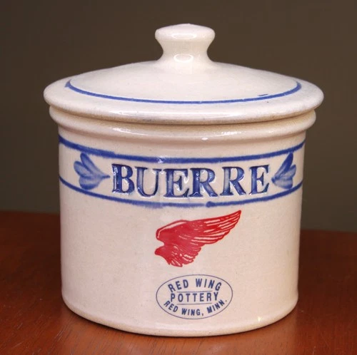 Red Wing Pottery Wilson BUERRE Small Butter Canister with a Lid