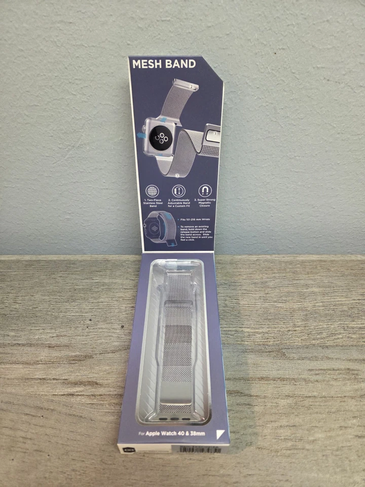 Nueva correa de malla híbrida X-Doria para Apple Watch - plateada/blanca 38-40 mm Foto 3 de 4