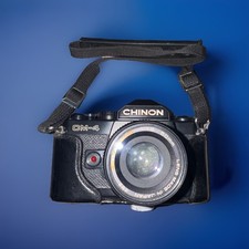 Chinon CM-4 35mm Film Camera + Flash + 50mm Lens + Zoom Lens (Crack)