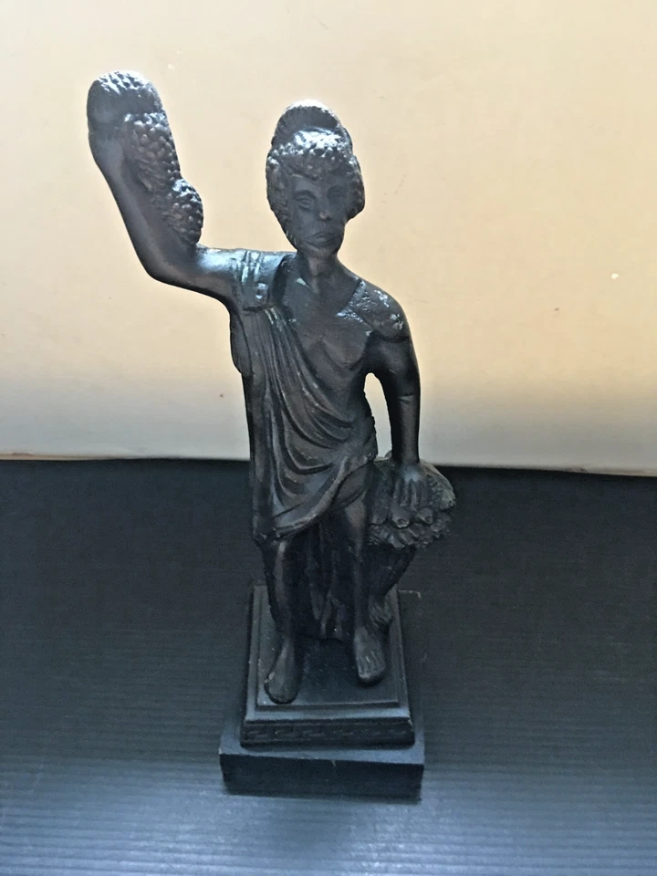 Estatua de bronce vintage de Dioniso dios griego del vino y la cosecha con uvas 10" H Foto 3 de 4