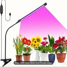 Grow Lights for Indoor Red, Blue, Purple LED Light - Single Clip Light