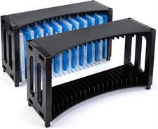2 Pack Stackable DVD Storage Rack Organizer Holds 40 Cases ABS Media Shelf