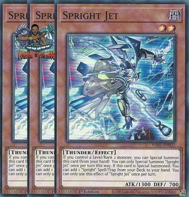 Yugioh! 3x Spright Jet RA05-EN022 Super Rare 1st Ed NM
