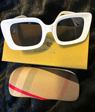 Burberry Women’s Rectangular Sunglasses White Frame Black Tinted UV400 2617