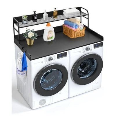 #ad HOT Washer Dryer Countertop w 2 Tier Shelf54quot;x27quot; Wooden Washer and Dryer Cou $127.39