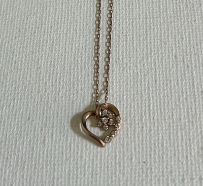 Gelbgold Blume Herz natürlicher Diamant Collier 0,1 ct