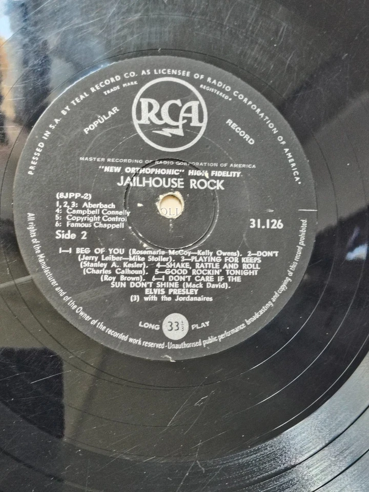 Vinyle rare Elvis Presley Jailhouse Rock LP 31 126 Black Label 1958 - Photo 2/4