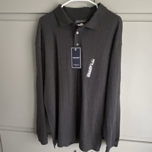 Architect Men's XXL Charcoal Heather Long Sleeve Henley Button T Shirt NWT - Picture 1 of 7