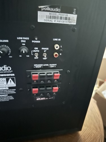 Altavoz Polk Audio PSW108 10" Negro Activo Powered Subwoofer 100W (PROBADO) - Imagen 4 de 4