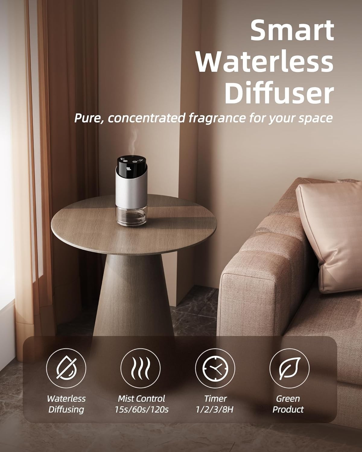 Waterless Essential Oil Diffuser Aromatherapy Scent Diffusers for Home Large Roo