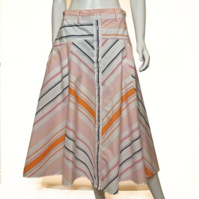 Free Assembly Stripe Button Front Skirt Womens SZ S Cottagecore Nerdy Librarian