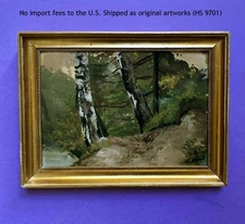 Antique Oil Sketch c.1880 – Forest Floor Still Life with Trees & Roots + COA