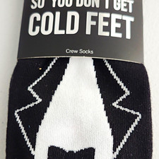 Men's Novelty Pattern Crew Socks Size L - Black  White Novelty Theme
