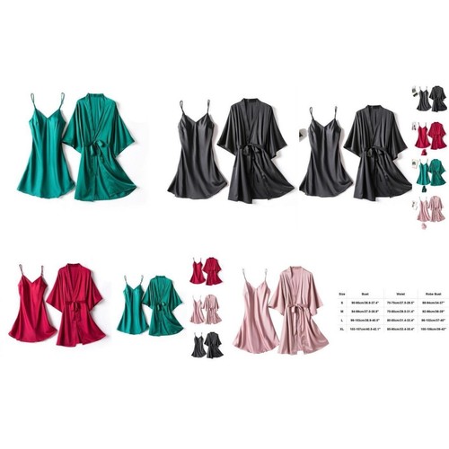 Imitation Silk Nightgown Comfortable Sleepwear Polyester Spandex Blend - Picture 9 of 16