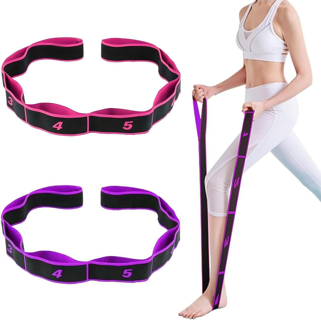 Bandas Elasticas Fitness, 2 Piezas Goma Elastica Ejercicio, Cinturon Yoga, Cinta