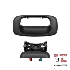 Tailgate Handle Latch and Bezel Trim, with 2pcs Rod Clips, Compatible with