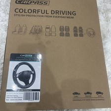 Black Leather Steering Wheel Cover With Bling Diamond Rhinestones Universal Fit Black Leather Steering Wheel Cover With Bling Diamond Rhinestones Universal Fit