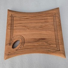 Handmade Solid Oak Wood Cutting Board Concave Charcuterie Tray with Thumb Hole