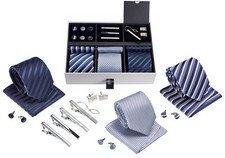 Premium Men  s Gift Tie Set Silky Necktie Pocket Squares Tie Clips Cufflink