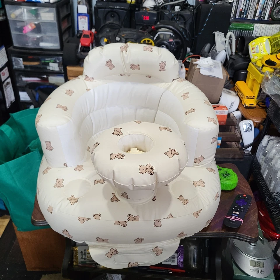 Asiento de bebé inflable con bandeja, silla de piso infantil totalmente de apoyo Foto 2 de 4