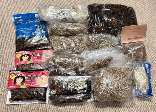 Large Lot Doll Hair dark light Brown Blonde White Crafting Replacement new used