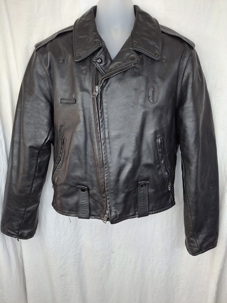 Taylor's Leatherwear Black Heavy Leather Uniform Motorcycle Jacket