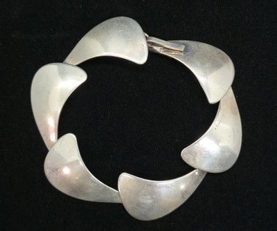 Vtg Signed Arne Johansen Denmark Sterling Silver Modernist Bracelet
