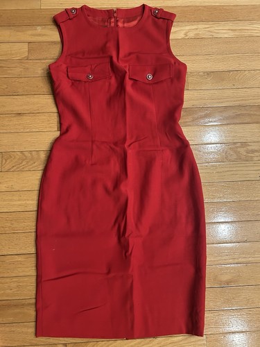 Versus Gianni Versace Red Wool Sleeveless Knee Length Sheath Dress Crew Neck IT…