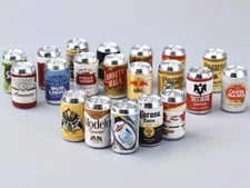 1:6 Wholesale 20 Pcs Dollhouse Brand Beer Cans Mixed Set Busch Coors Soda