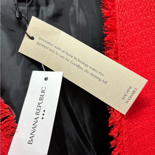 Banana Republic Red Raw Hem Blazer Black Interior Jacket NWT Machine Washable XS - Picture 7 of 10