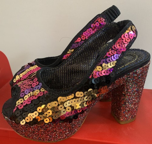 Irregular Choice A Night Under The Stars Platform Size 6 Glitter Sequin Sandals - Picture 2 of 7