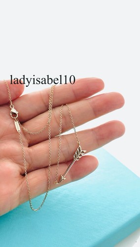 Tiffany & Co. 18" Rubedo Metal Gold Arrow Love Pendant Chain Necklace w/ Box - Picture 6 of 6